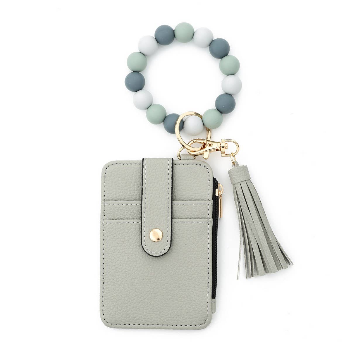 Pattern PU Card Holder with Silicone Bead Chain_CWAB4966