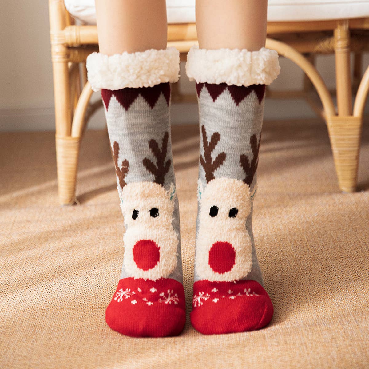CHRISTMAS STOCKING PLUSH INDOOR SLIPPERS