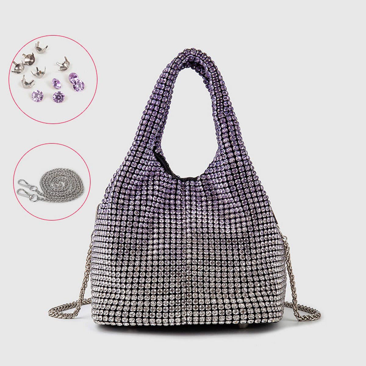 PORTABLE BUCKET BAG ELEGANT RHINESTONE EVENING BAG_CWAB3586