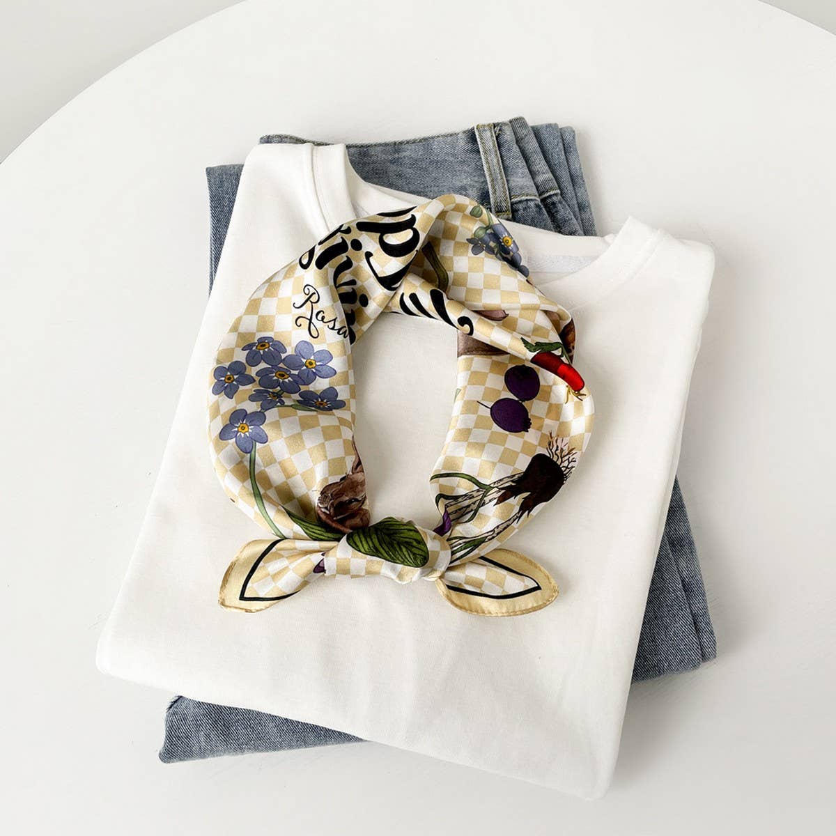 Silk Square Scarf ? Elegant Chinese Floral Print