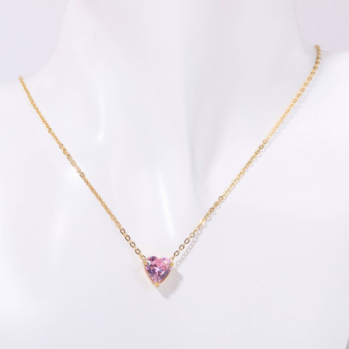 Stainless Steel Birthstone Heart Necklace_CWMM5667