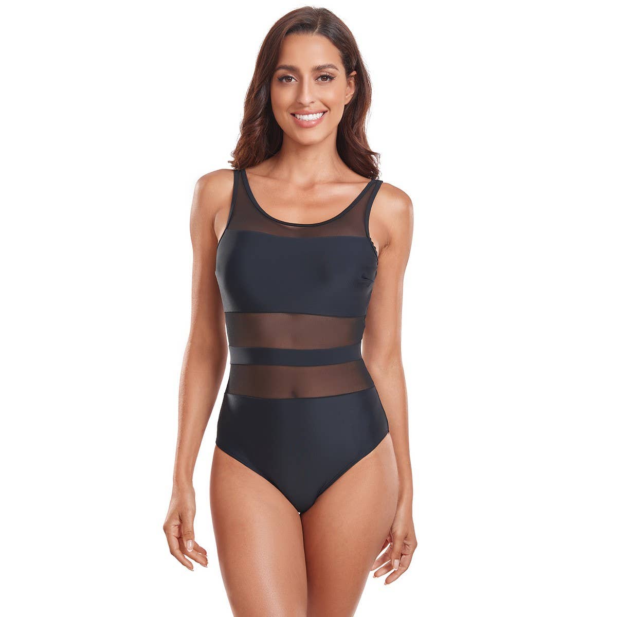 WOMEN'S MESH SPLICING ONE-PIECE SWIMSUIT