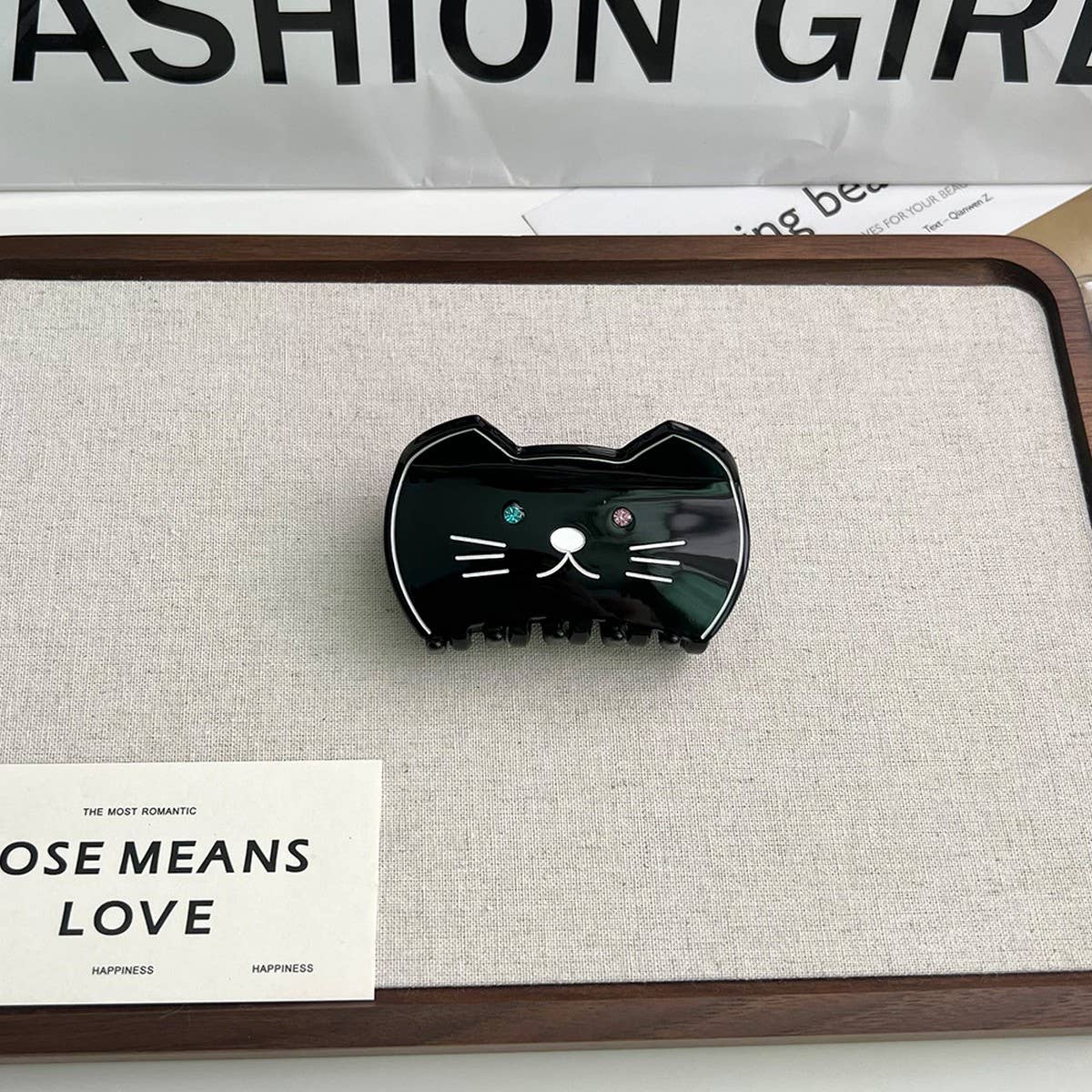 Cute Cartoon Cat Acetate Hair Clip with Bunny