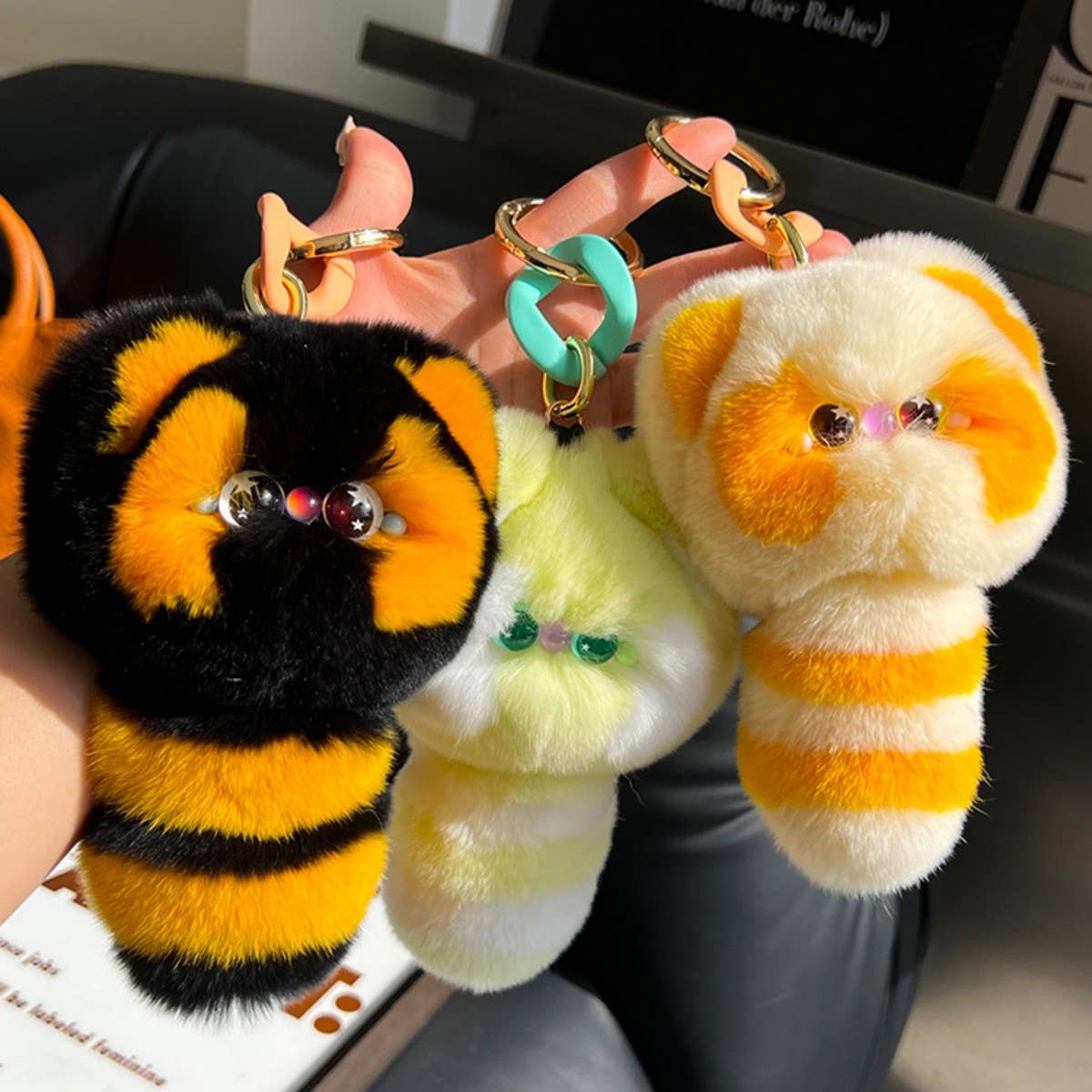 CUTE CHUBBY KITTEN CAR KEYCHAIN PLUSH PENDANT