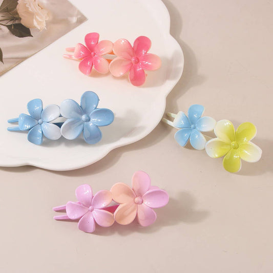 Gradient Flower Hair Clip ?Duckbill Updo Accessory