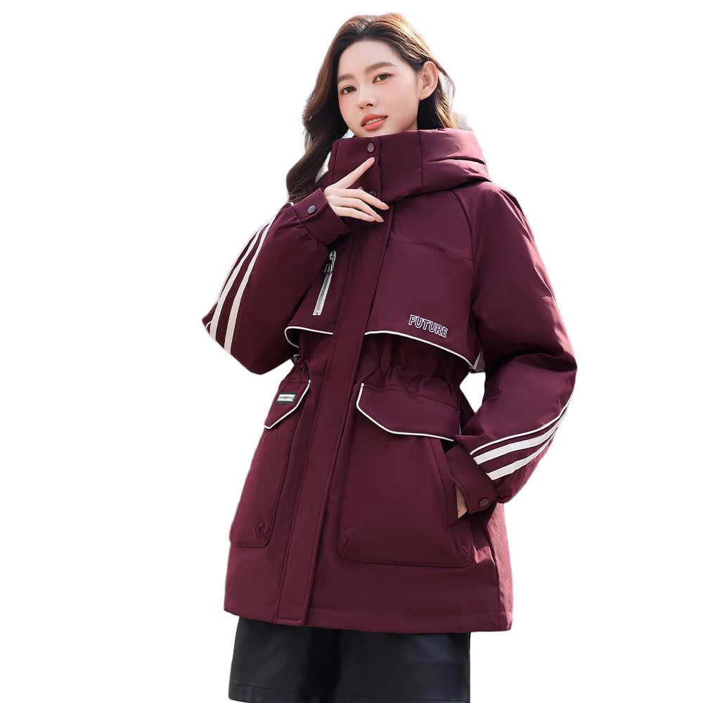 Hooded,color-blocked windproof, cotton jacket