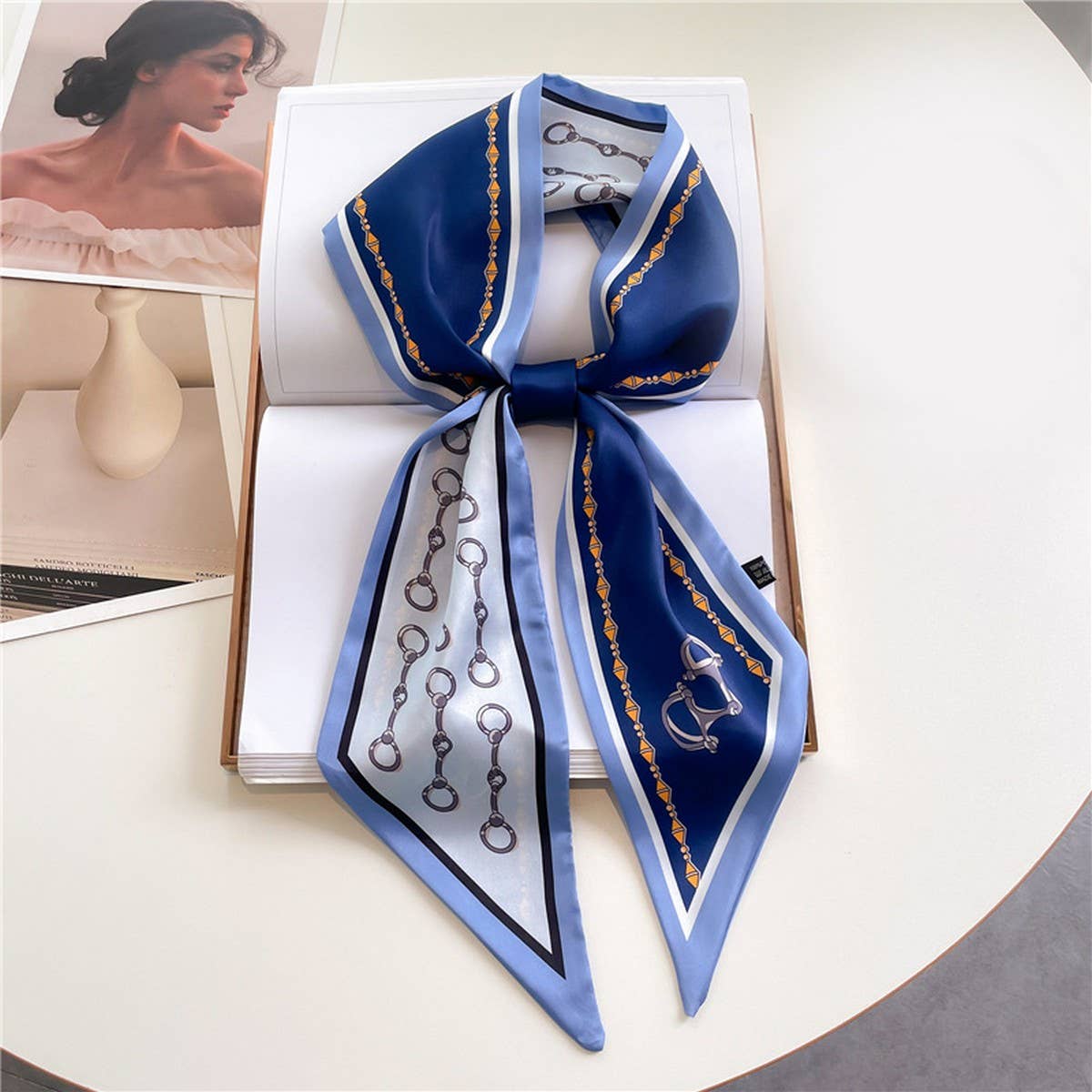 FASHIONABLE DOUBLE-LAYER RIBBON ANGLED HEAD SCARF