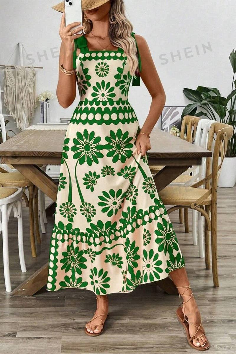 CWDMD5778_FLORAL PRINT STRAP WAIST HOLIDAY DRESS