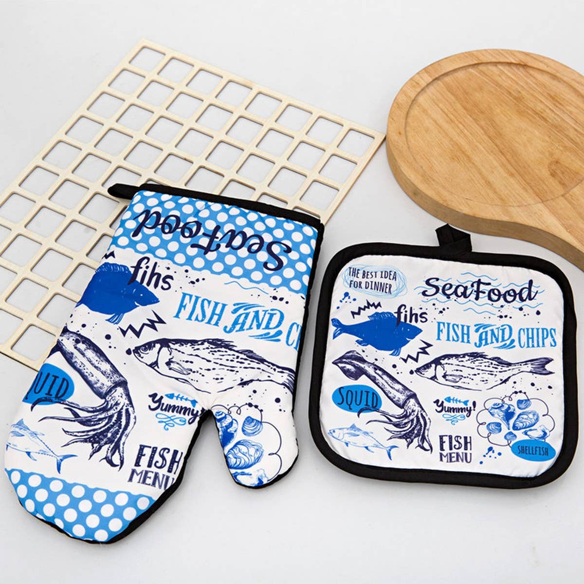 KITCHEN TWO-PIECE BAKING SCALD-PROOF GLOVES