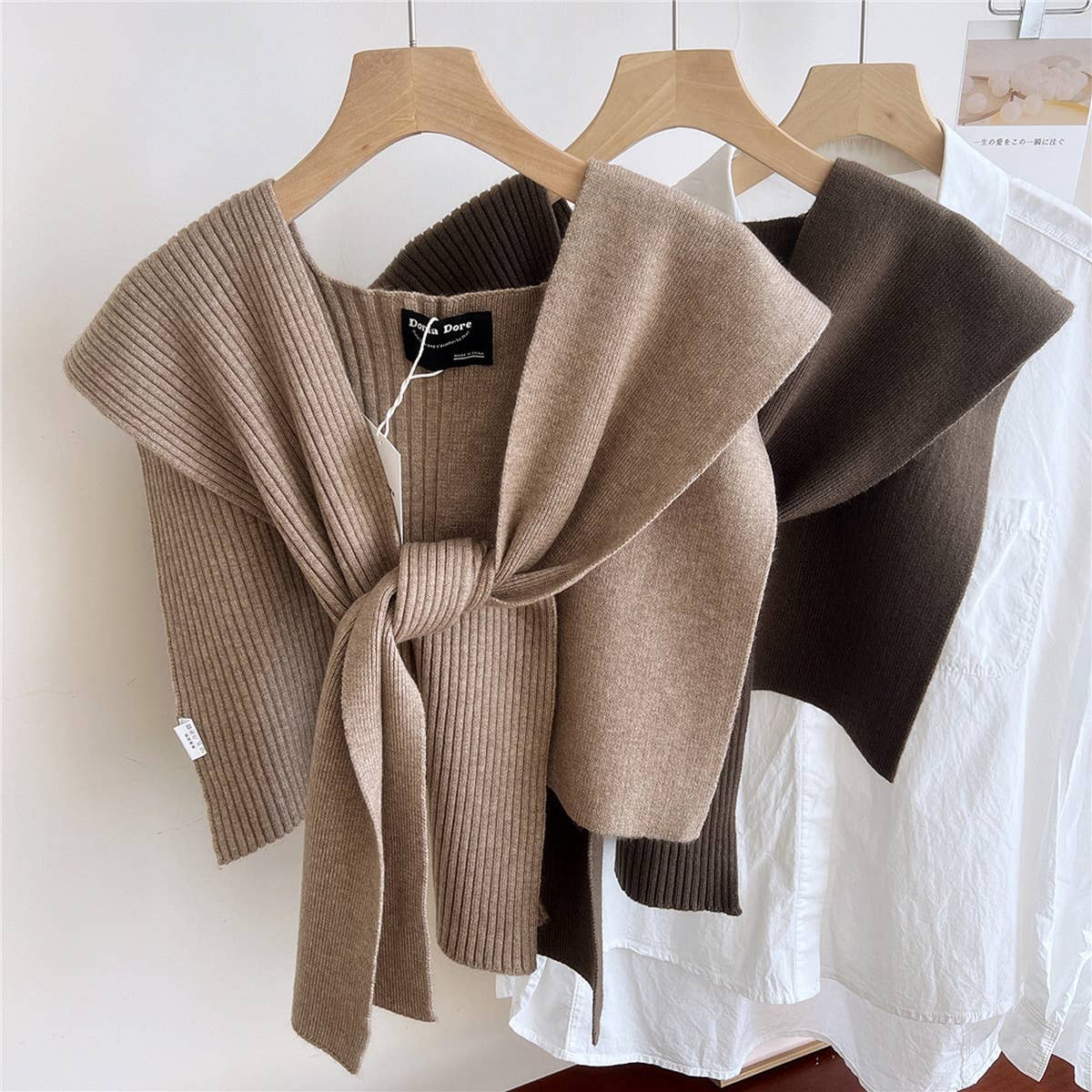 CWASC2383_KNITTED SHAWL KNOTTED SHIRT WOMEN'S SCARF