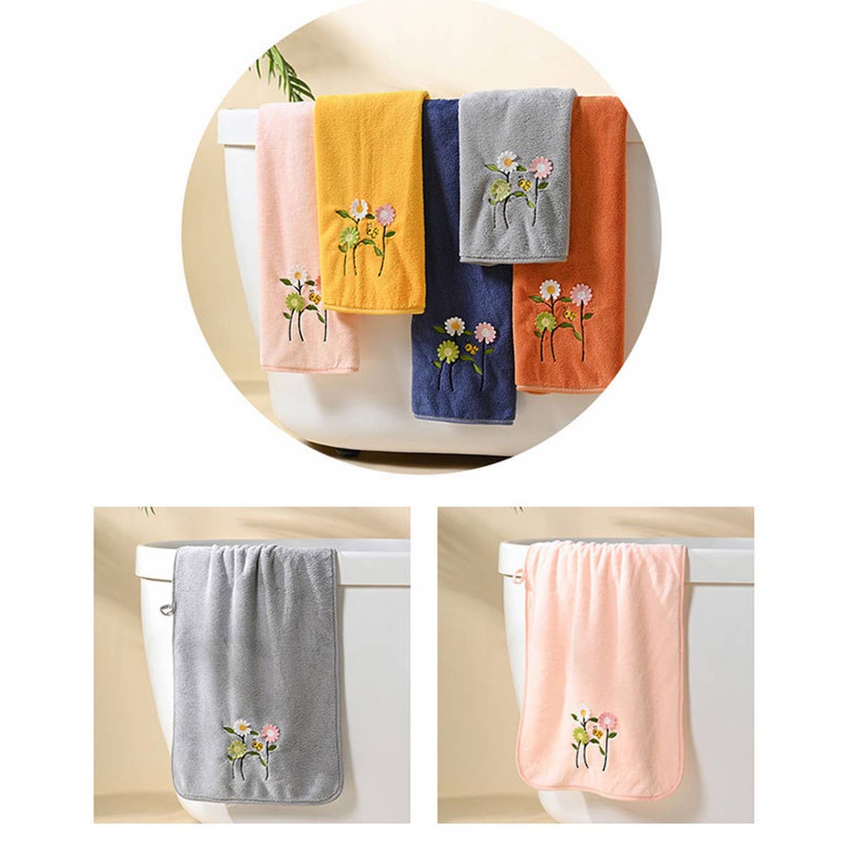 CORAL FLEECE FLOWER SQUARE TOWEL BATH TOWEL SET