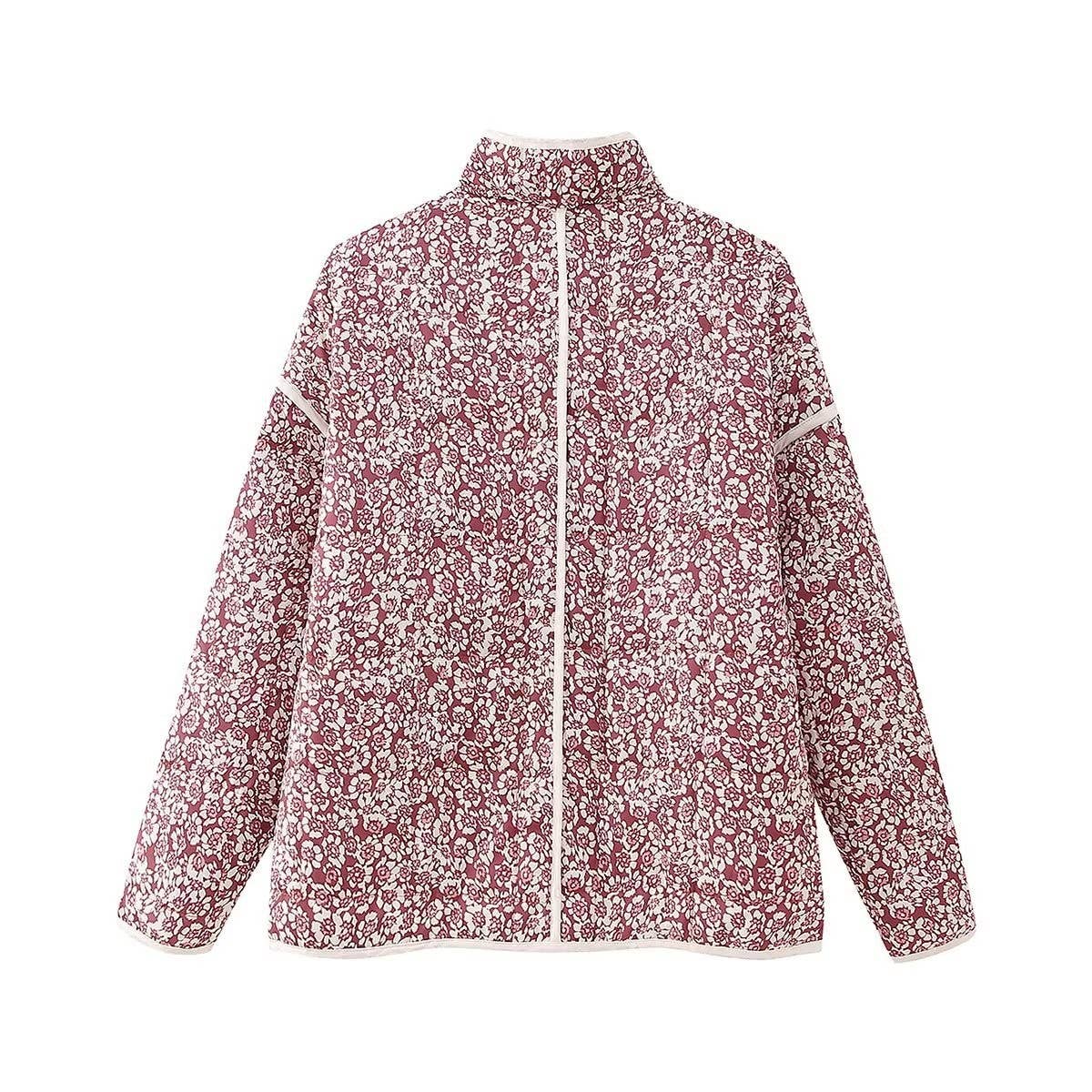 REVERSIBLE FLORAL LOOSE WARM QUILTED JACKETS