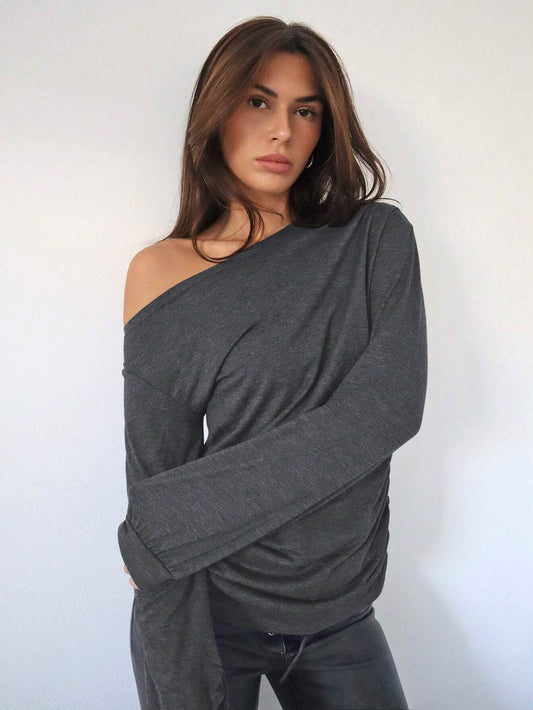 STYLISH AND VERSATILE BAGGY DIAGONAL COLLAR TOPS