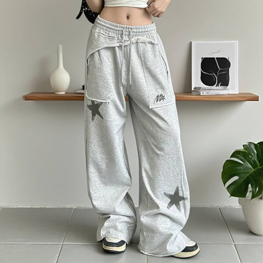 Loose wide-leg designed knitted sportswear pants
