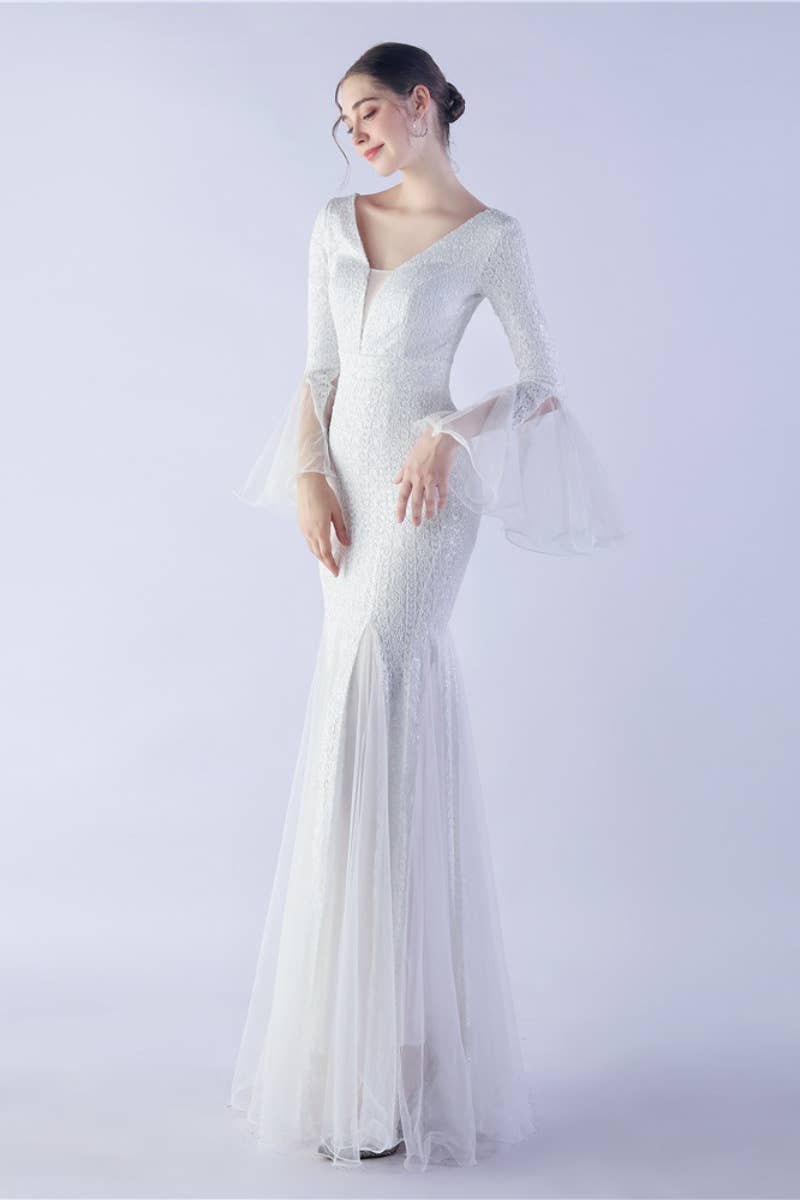 CWDMD3627_WAVY MESH BANQUET STAGE SEQUIN DRESS DRESS LONG