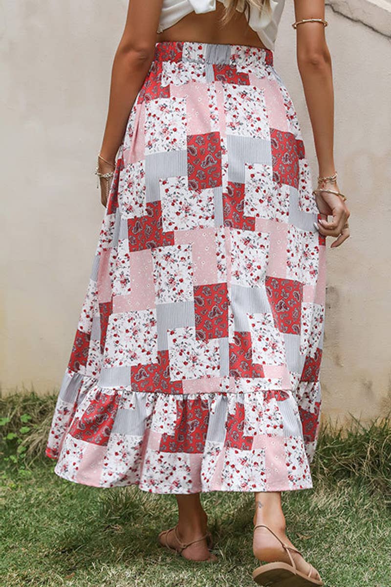 LOOSE FASHION PRINT IRREGULAR SKIRT