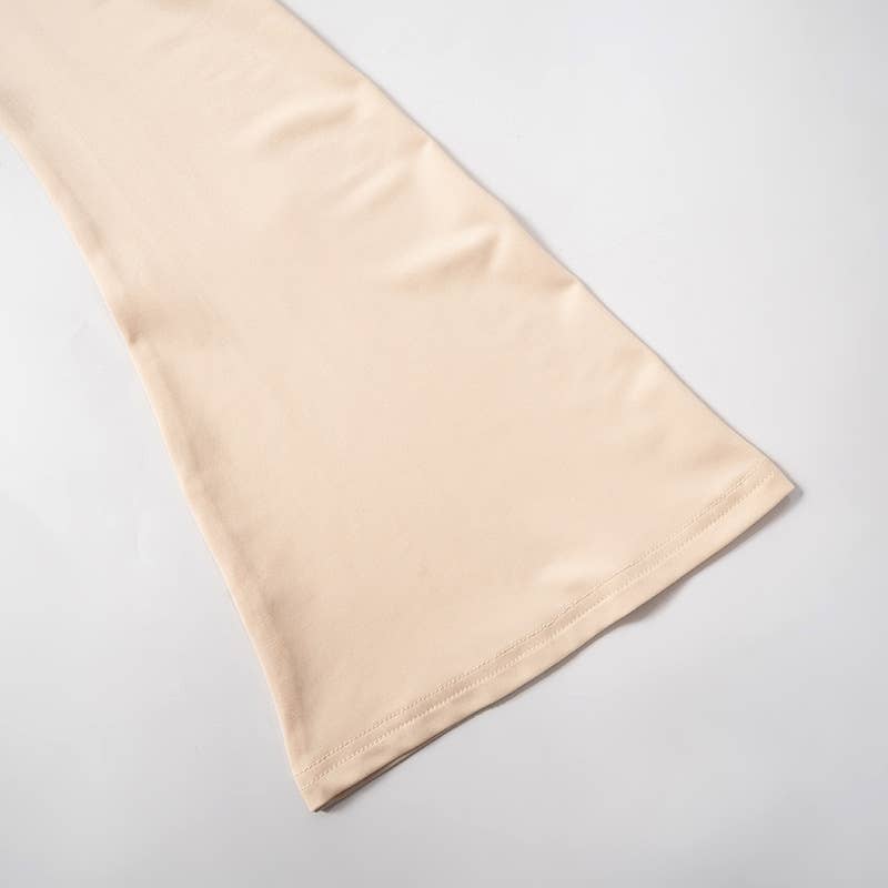 SLIM-FIT CROP SOLID COLOR FLARED PLEAT TOP