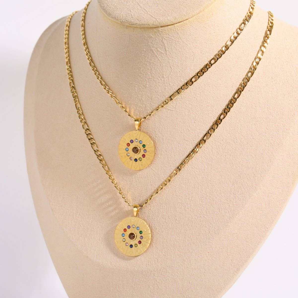 Vintage 12 Constellation Tarot Pendant Necklace