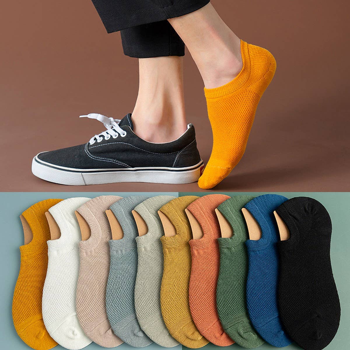 NEW MEN'S ANTI-SLIP MESH INVISIBLE SOCKS