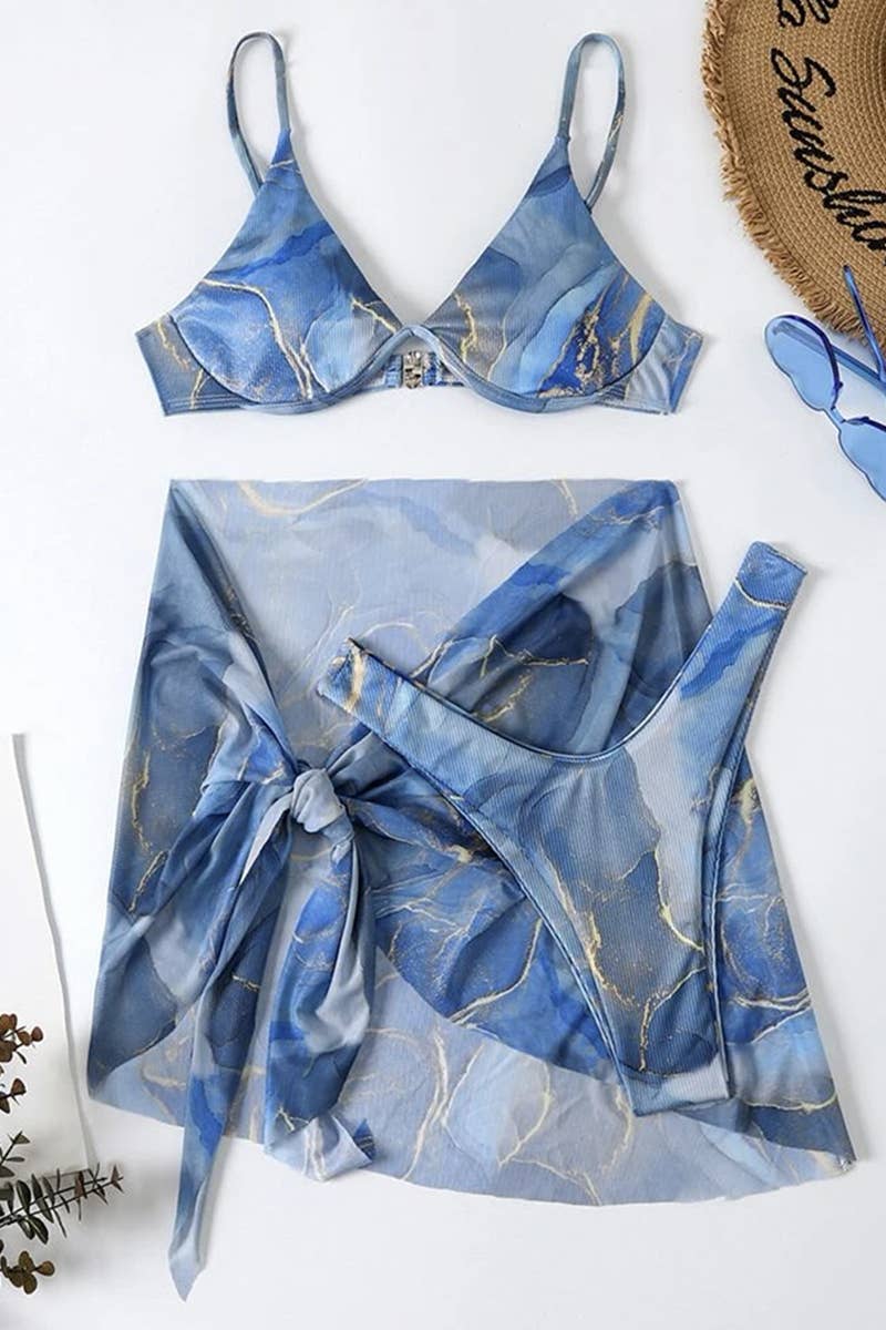 CWMW0800_MARBLE PATTERNED WOMEN'S SWIMSUIT