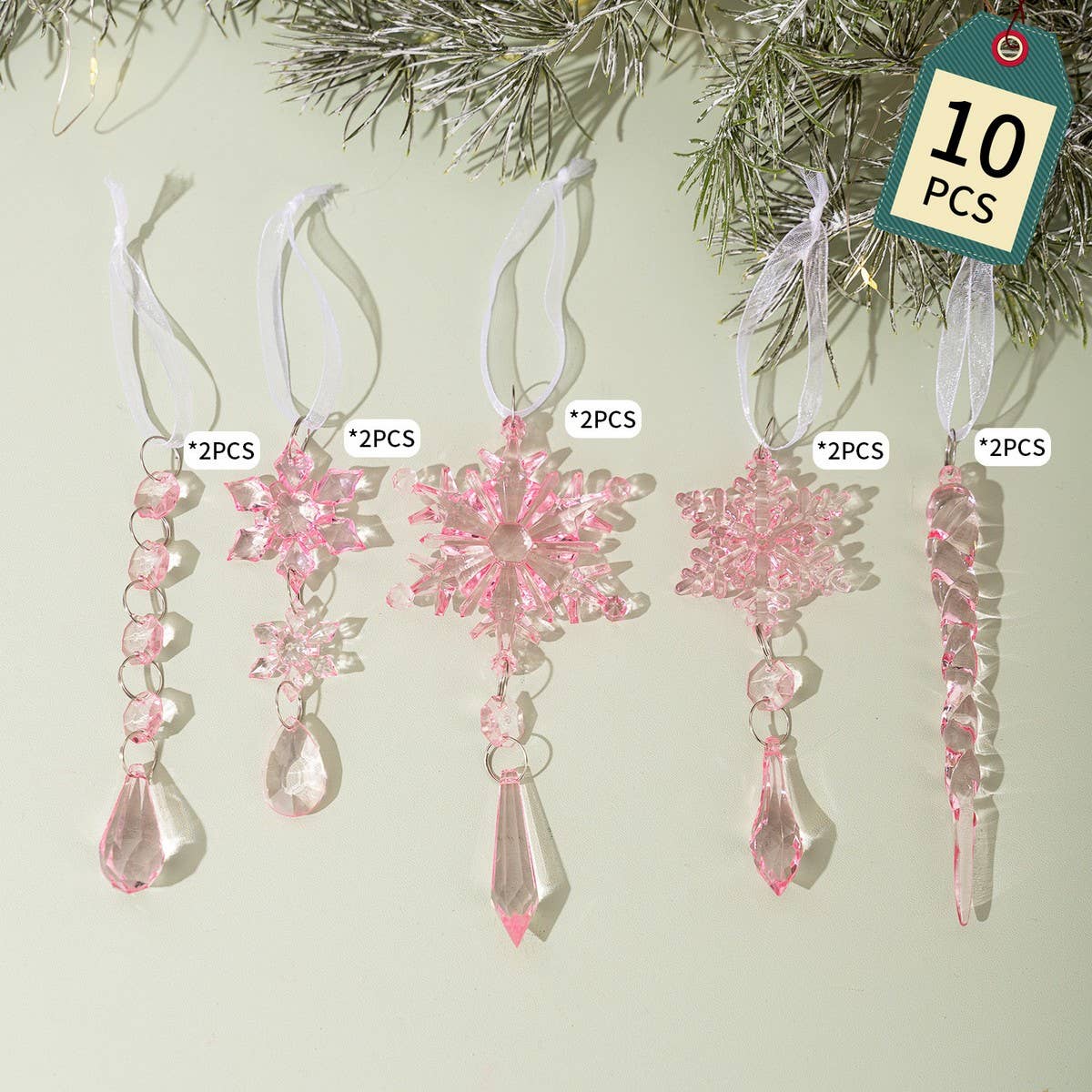 CWMM10168_CHRISTMAS ACRYLIC ICICLE SNOWFLAKE ORNAMENTS
