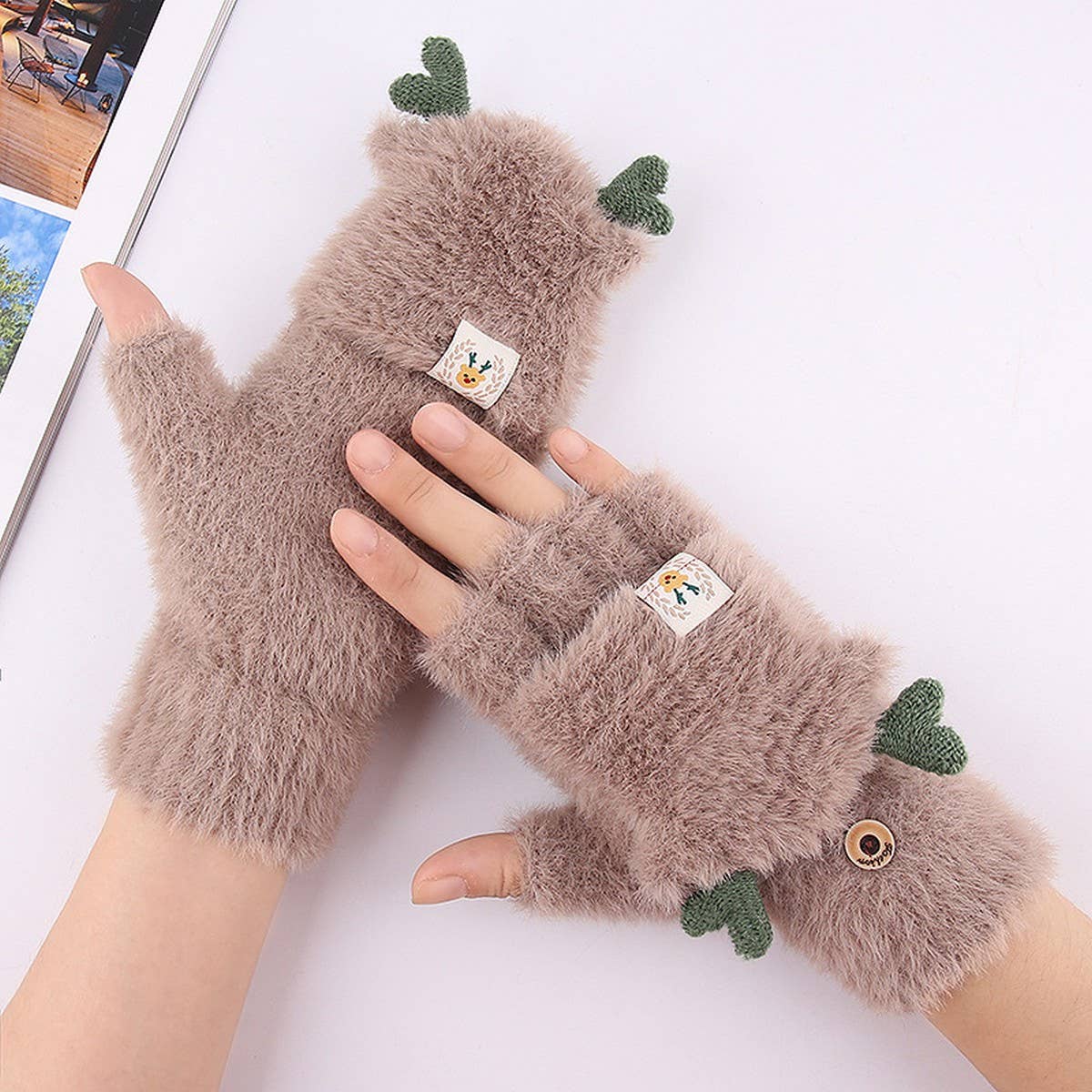 WINTER WOMEN'S HALF FINGER KNITTED THICK GLOVES_CWAG0246