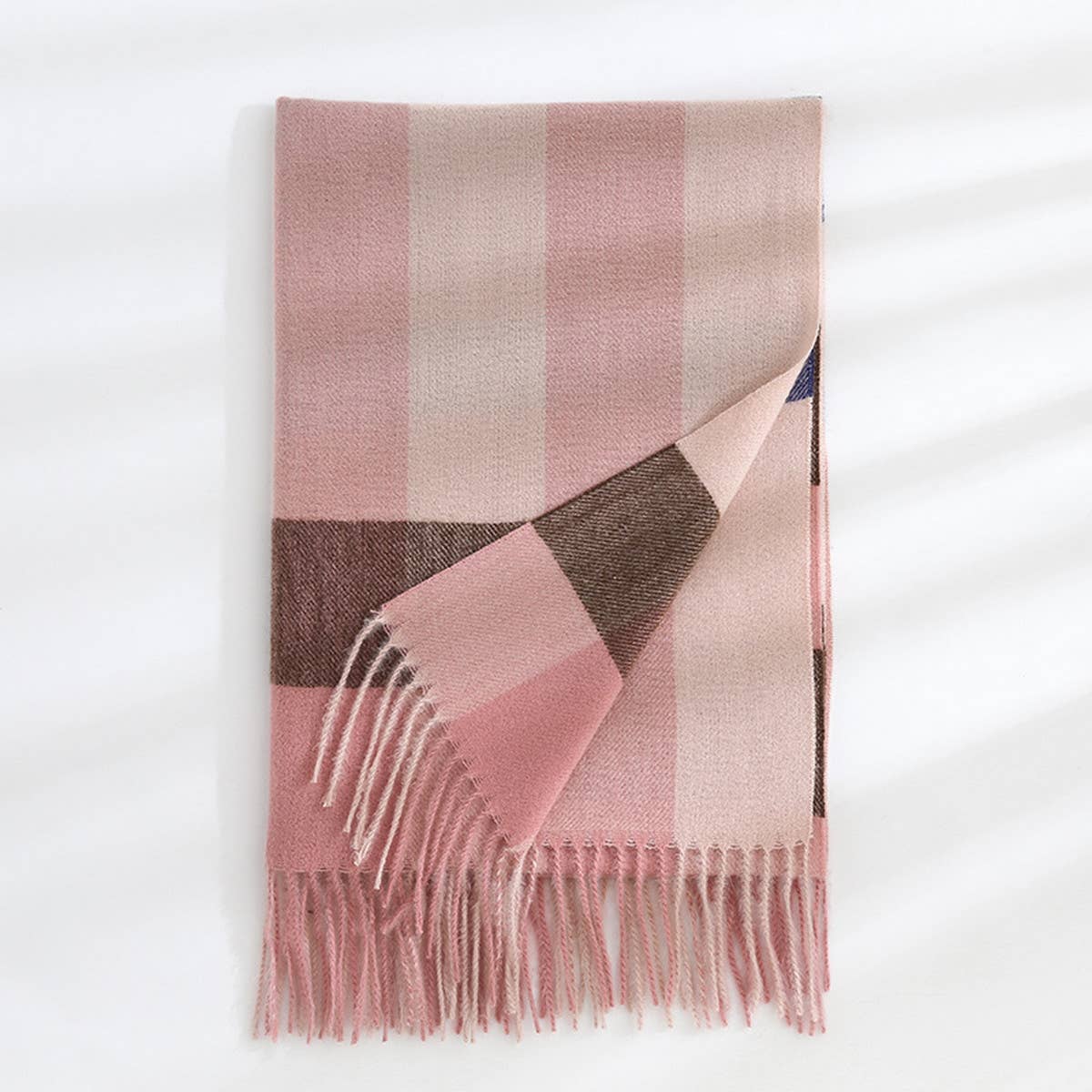 Plaid Faux Cashmere Scarf - Thick Warm Neck Wrap_CWASC0242