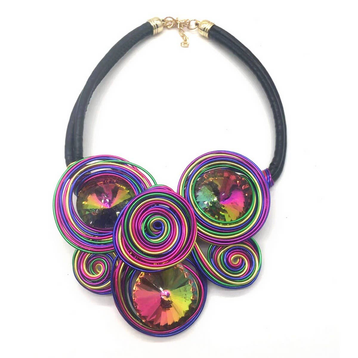 COLORFUL CRYSTAL METAL BRAIDED HANDMADE NECKLACE