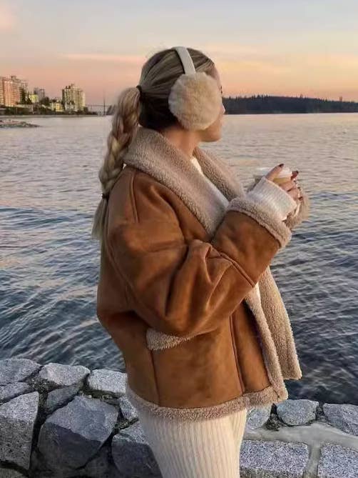 VINTAGE LAPEL BAGGY FUR ALL-IN-ONE COAT FOR WOMEN