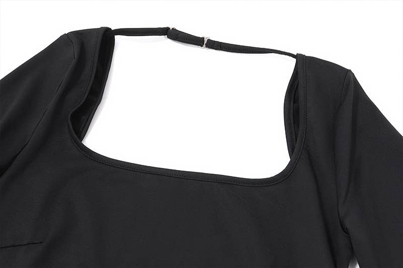 Sexy U-Neck Hollow Bodycon Long Sleeve Jumpsuit