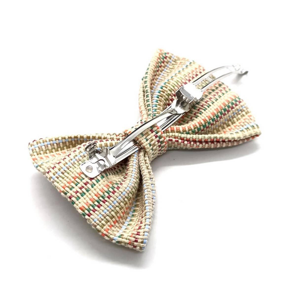 Spring Summer Large Striped Raffia Bow Clip_CWAHA6349
