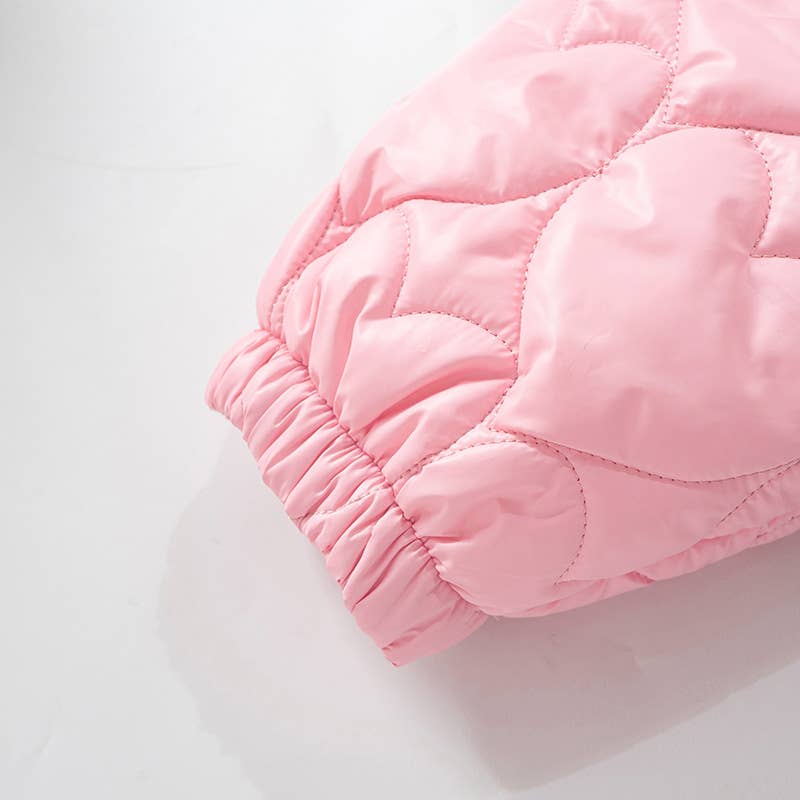 STAND COLLAR SOLID COLOR LOVE SHORT PADDED JACKET
