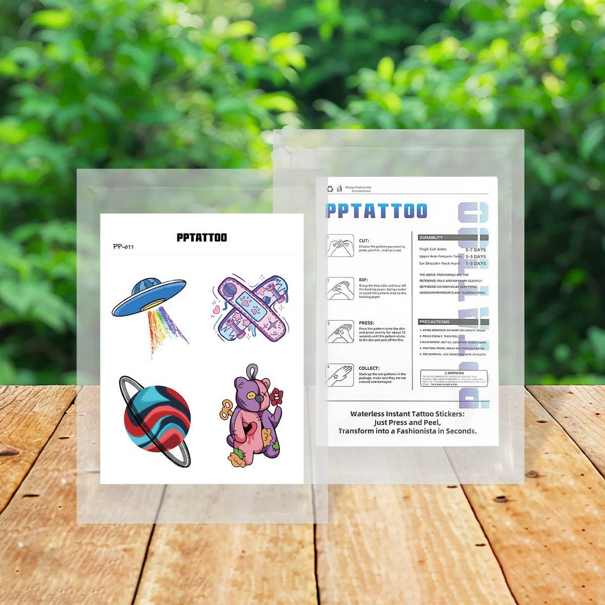 Cute Doodle Tattoo Stickers Colorful Firework Set