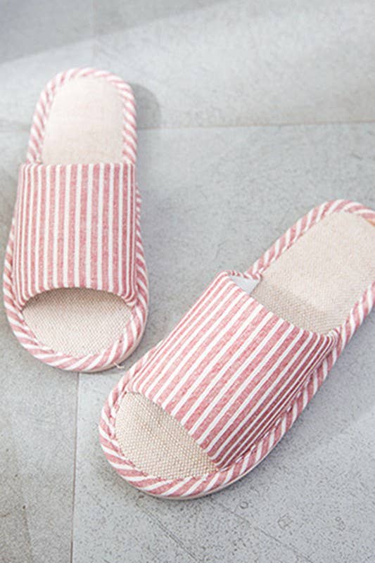 VERTICAL STRIPE COMFY HOME SHOES INDOOR SLIPPERS