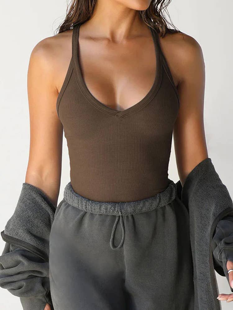 Y2K style sexy slim knit solid color thread vest