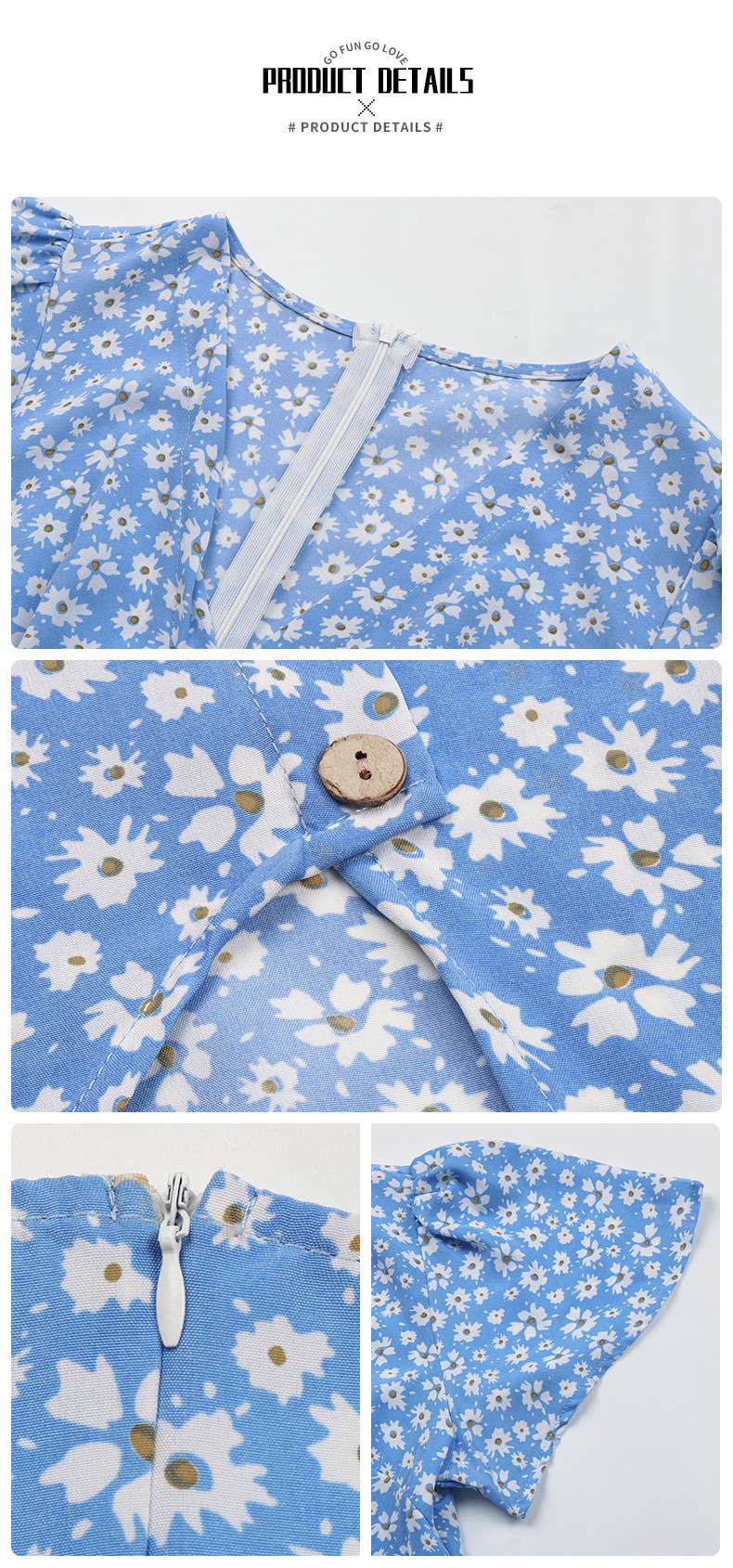 V neck floral split button dress_CWDMD1520