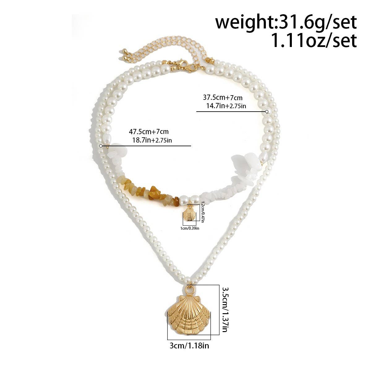 OCEAN STYLE CONCH SHELL MULTILAYER NECKLACE_CWAJE1803