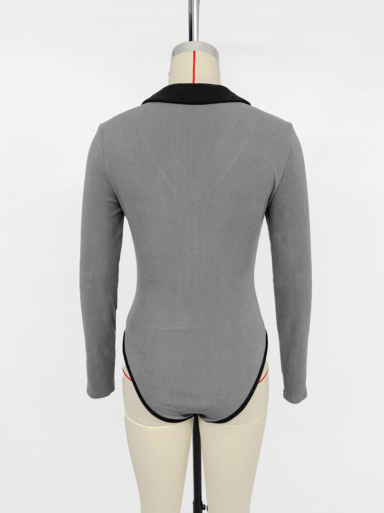 Lapel color-blocking striped knitted jumpsuit