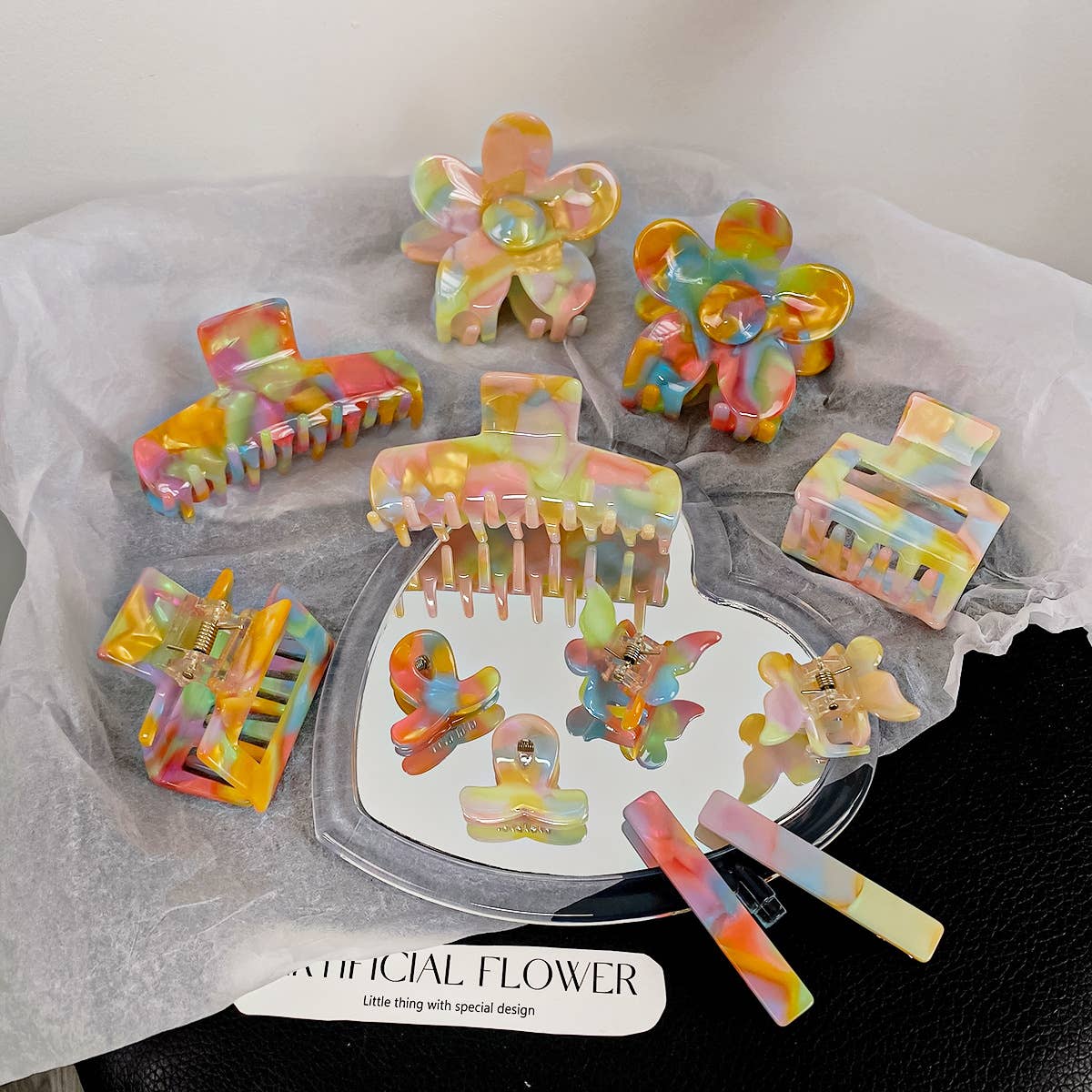 Acetate board style candy-colored hair clip