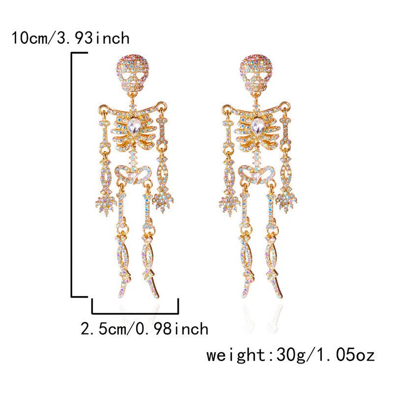 Creative Sparkly Skeleton Earrings Halloween Style_CWAJE0562