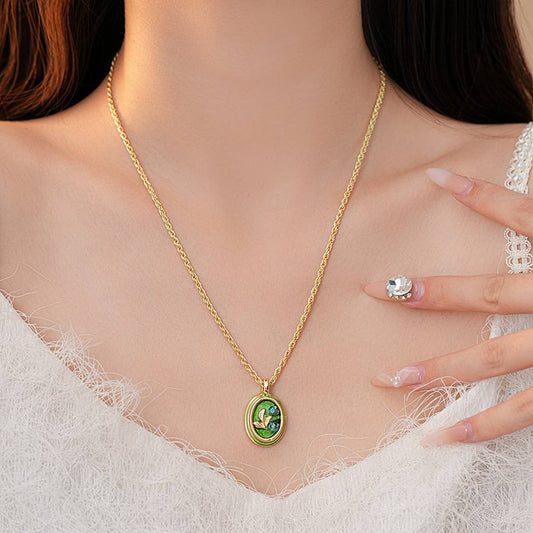 MONET GARDEN OIL DROP OVAL LEAF NECKLACE