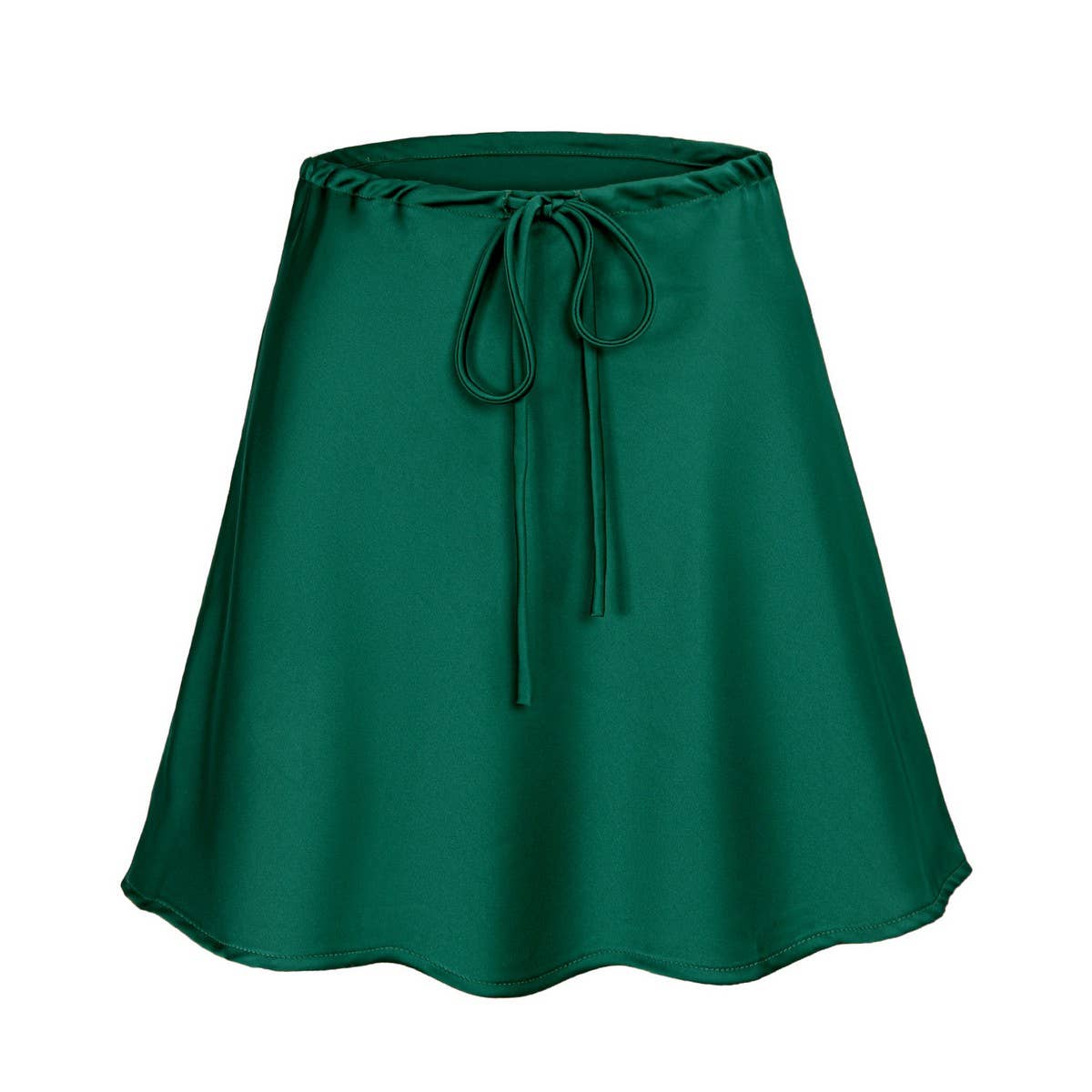 SATIN SKIRT DRAWSTRING CASUAL SHORT SKIRT