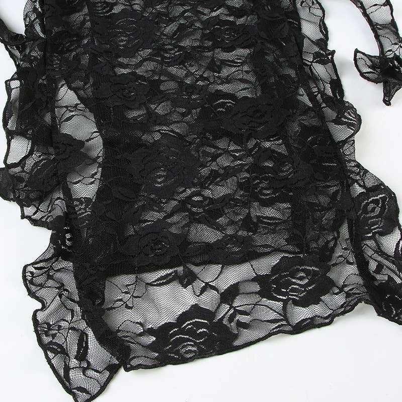 Irregular hemline high waist mesh long dress