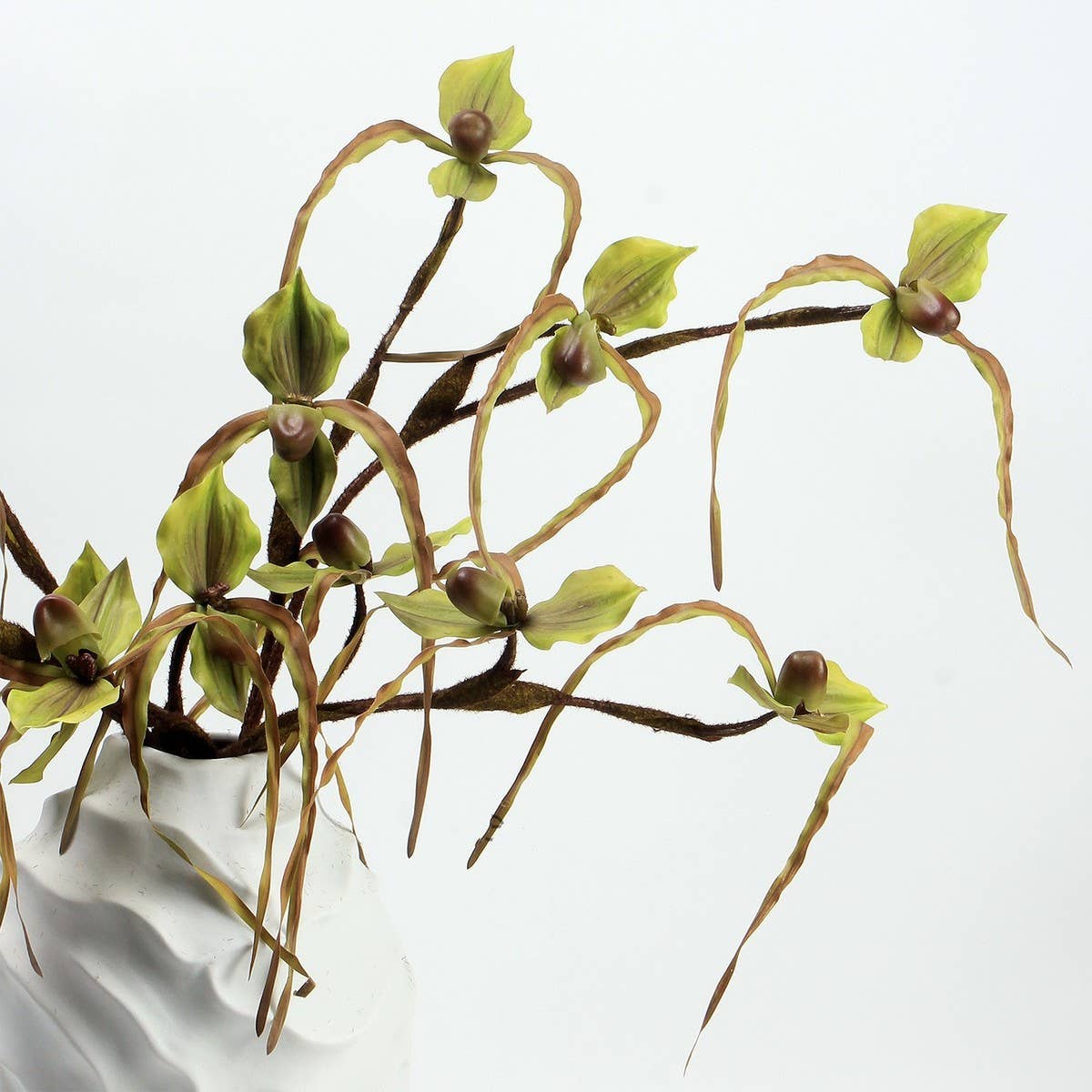Artificial 3-Head Leafless Slipper Orchid Stem_CWMM6519