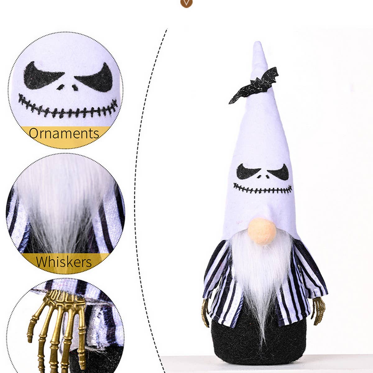 HALLOWEEN GHOST BAT POINTED HAT DOLL ORNAMENT