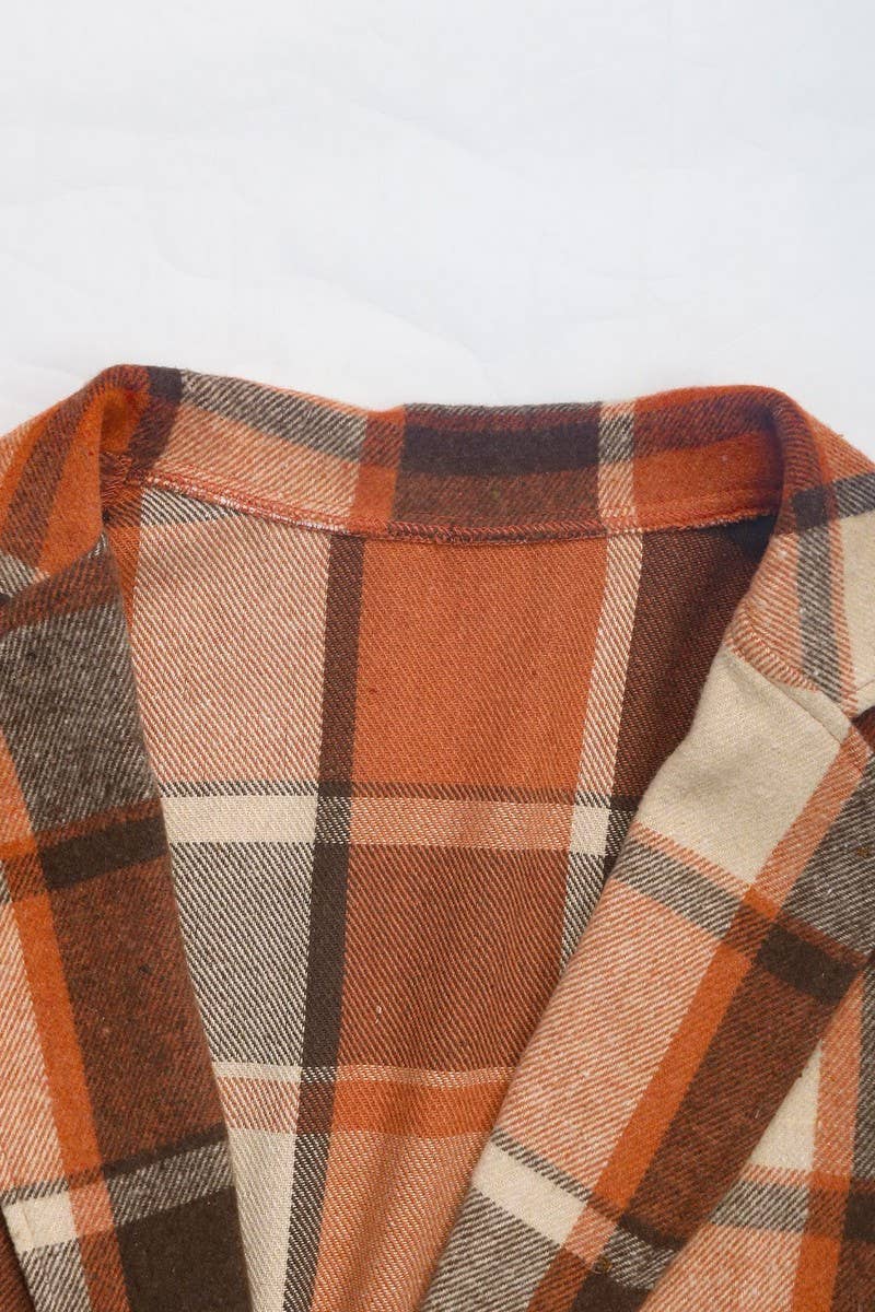 CWOCO0651_CHECK VINTAGE BUTTON LAPEL BLAZER