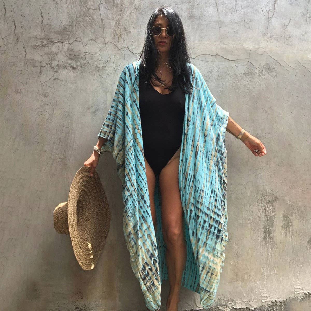 Bamboo Cotton Tie-Dye Beach Cover-Up Cardigan_CWMM6301