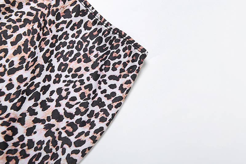 LEOPARD PRINT MIDRIFF HALTER SKIRT HIP WRAP SET
