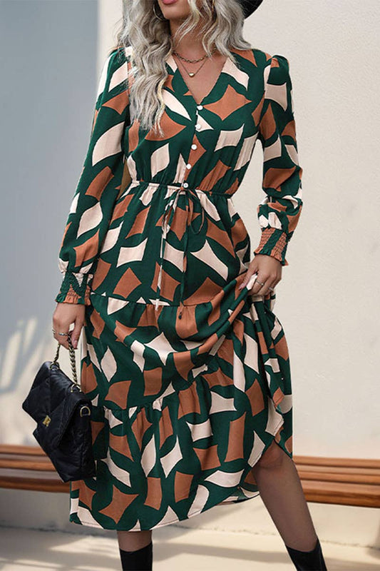 CWDMD4442_AUTUMN IRREGULAR PATTERN PRINT DRESS