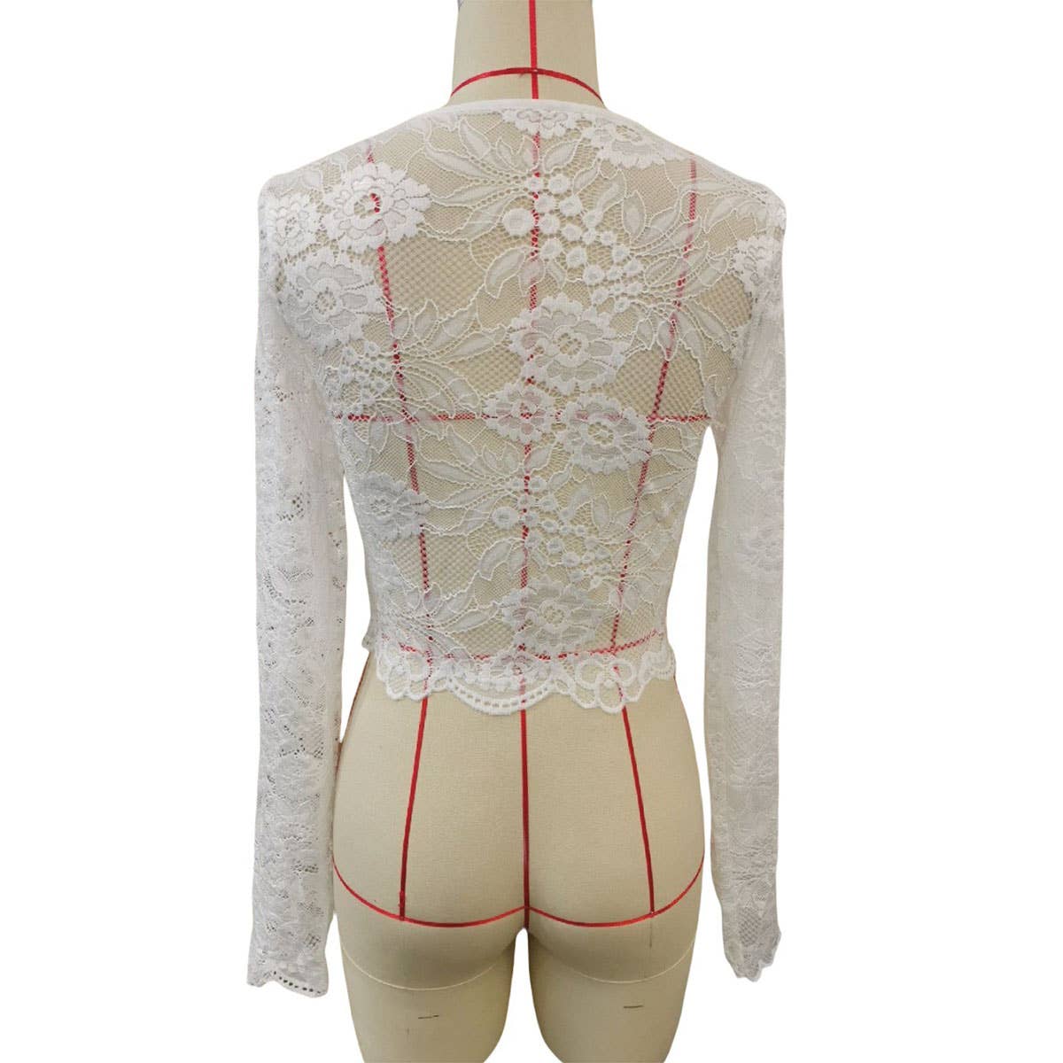 LACE FLORAL PRINT CROPPED SLIM FIT T-SHIRT TOP